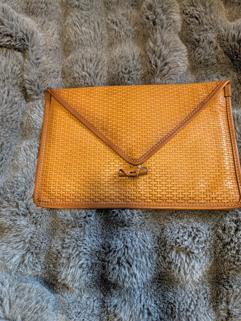Classic Woven Envelope Clutch - Tan Leather